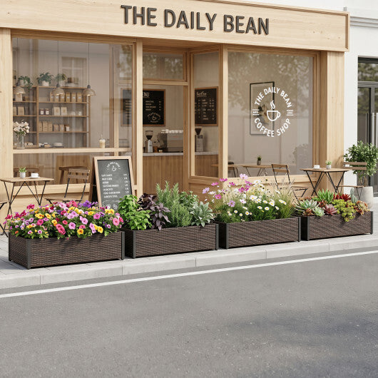 Brown PE rattan elevated raised garden bed with open-ended base by American Smart, ideal for outdoor gardening.