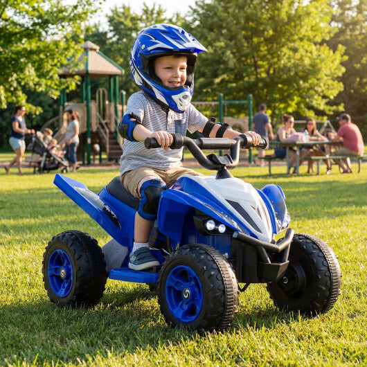 12V Kids Ride On ATV 4-Wheeler Quad with LED Lights and 7 mph Max Speed-Navy - Color: Navy