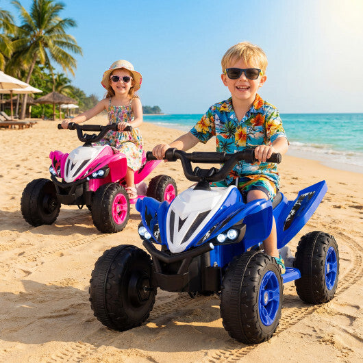 12V Kids Ride On ATV 4-Wheeler Quad with LED Lights and 7 mph Max Speed-Navy - Color: Navy