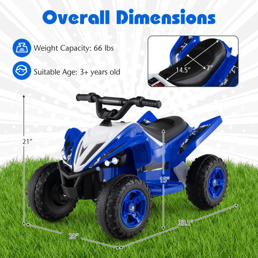 12V Kids Ride On ATV 4-Wheeler Quad with LED Lights and 7 mph Max Speed-Navy - Color: Navy