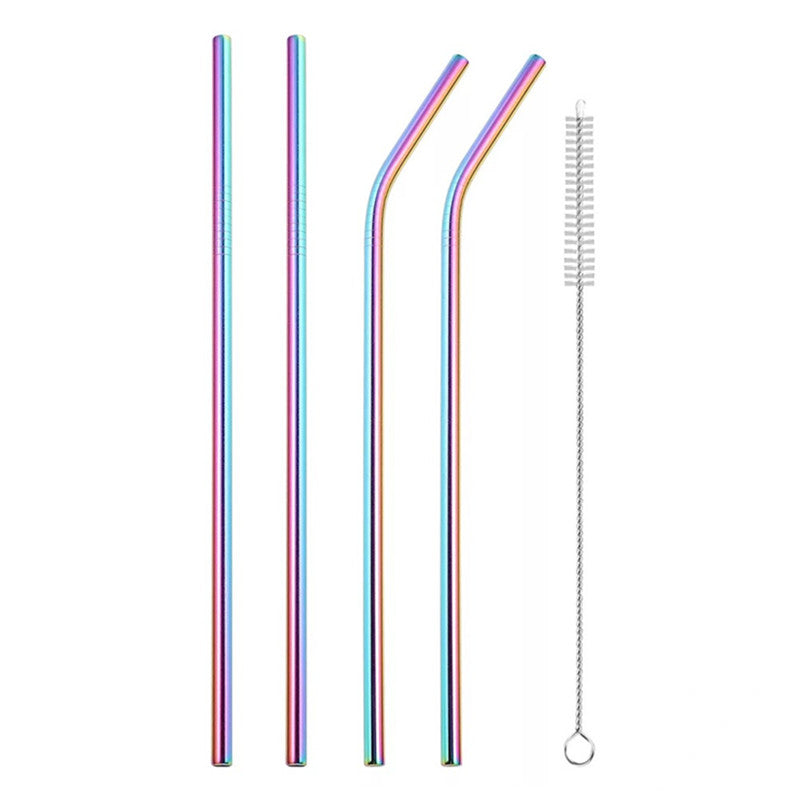 Color: Dazzling 5 piece set - 304 stainless steel straw