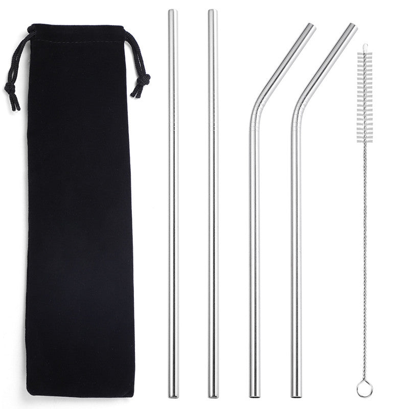 Color: Gold 5 piece set - 304 stainless steel straw