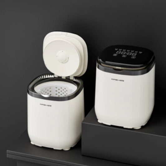 Color: Beige, Electrical outlet: US - Automatic In-and-out Water Mini Washing Machine
