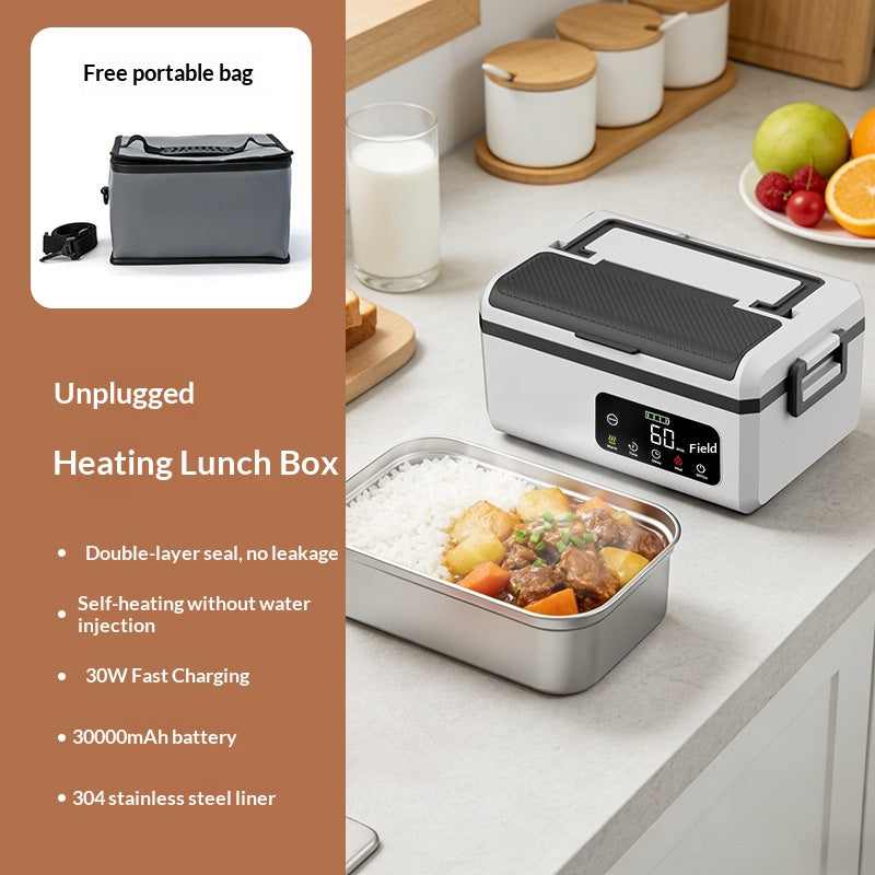 Color: White, Capacity: 1500ML-EU, Plug:  - Portable Large-Capacity Electric Lunch Box