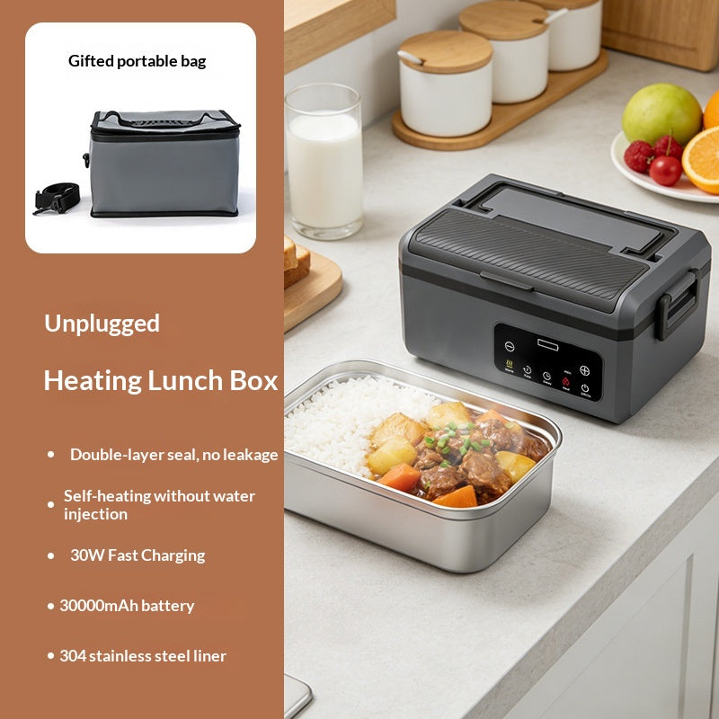 Color: Gray, Capacity: 1500ML-EU, Plug:  - Portable Large-Capacity Electric Lunch Box