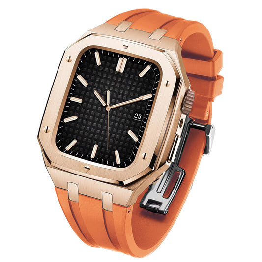 Color: Rose Gold Orange, Size: 41MM - Stainless Steel Case With A Fluororubber Protective Cover