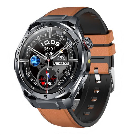Color: Brown Leather - Smartwatch With Enhanced Fitness Tracking And Bluetooth Calling
