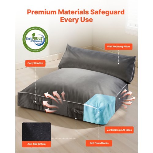 Crash Pad, 5 x 4.5 ft Crash Pad for Kids Sensory with Foam Blocks and Washable Cover, Large Soft Foam Landing Zone Giant Pillow Mat, Sensory Room Equipment for Children Jumping, Relaxing & Play