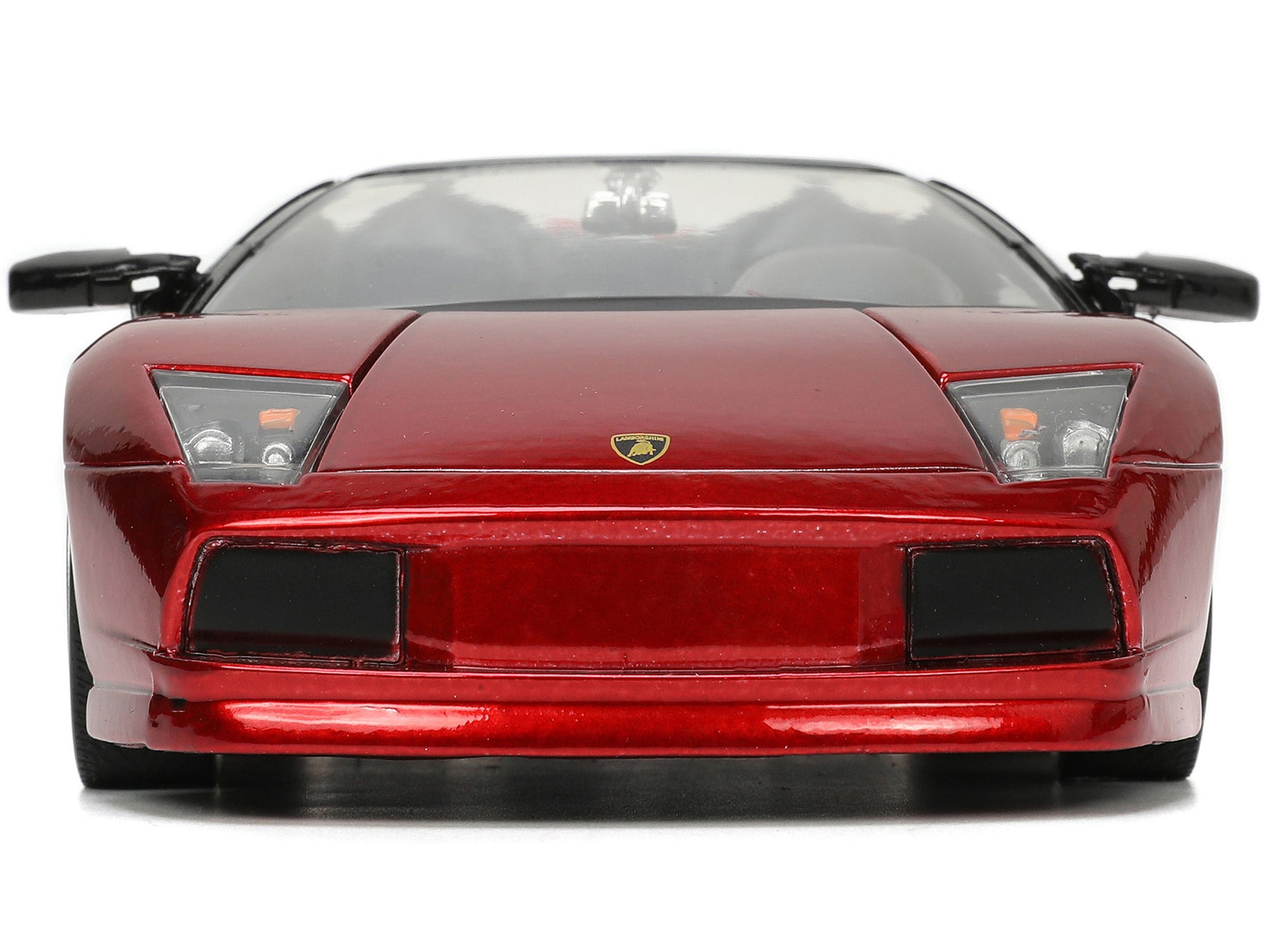Red metallic Lamborghini Murcielago Roadster diecast model car by Jada, detailed 1/24 scale "Hyper-Spec" Lamborghini model.