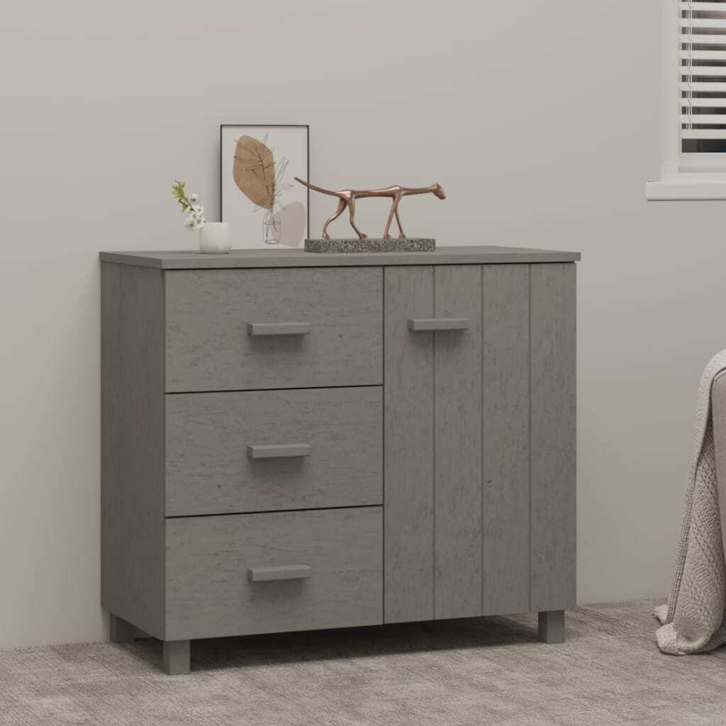 Light gray American Smart sideboard with solid pinewood, 35.4x15.7x31.5 inches, featuring a modern buffet design.