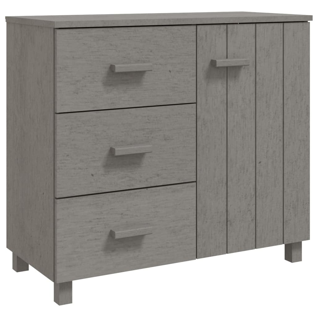 Light gray sideboard with solid pinewood construction by American Smart, measuring 35.4"x15.7"x31.5" in a modern buffet style.