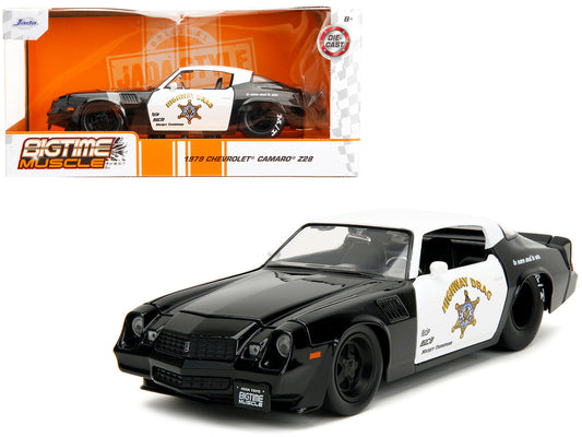 1979 Chevrolet Camaro Z28 Police Black and White "Highway Drag" "Bigtime Muscle" Series 1/24 Diecast Model Car by Jada-0