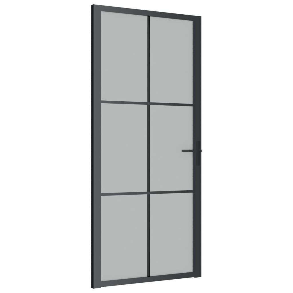 Interior black matte glass and aluminum door measuring 36.6x79.3 inches, by American Smart, with sleek modern design.