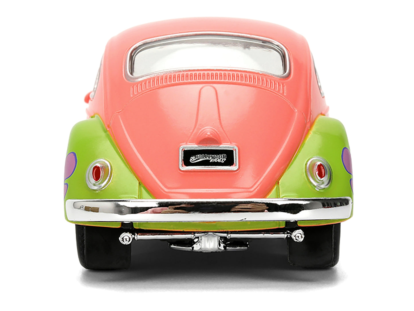 Pink 1959 Volkswagen Beetle diecast model by Jada featuring Patrick Star livery from SpongeBob SquarePants TV series, Hollywood Rides.