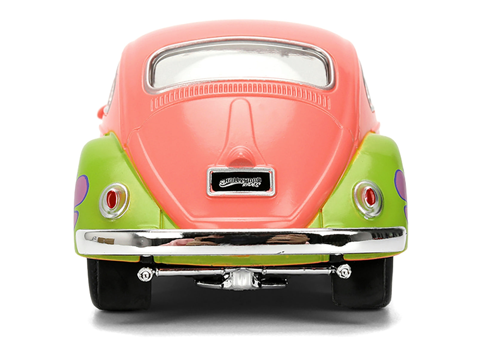Pink 1959 Volkswagen Beetle diecast model by Jada featuring Patrick Star livery from SpongeBob SquarePants TV series, Hollywood Rides.