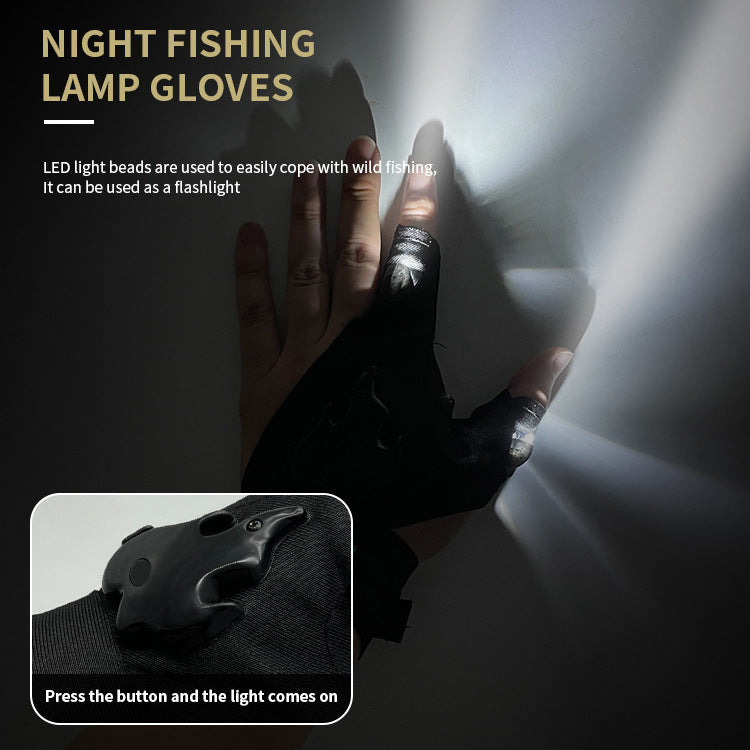 LED rechargeable fishing gloves with high elasticity, anti slip repair, lighting, luminous finger cots