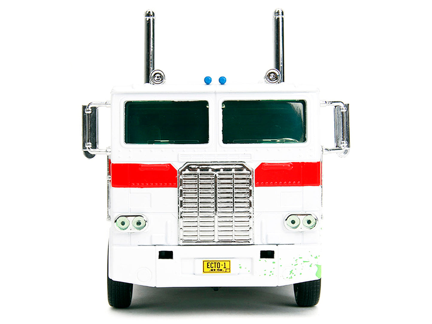 Jada G1 Autobot Optimus Prime truck model with robot on chassis from Transformers and Ghostbusters crossover, 1/24 diecast.