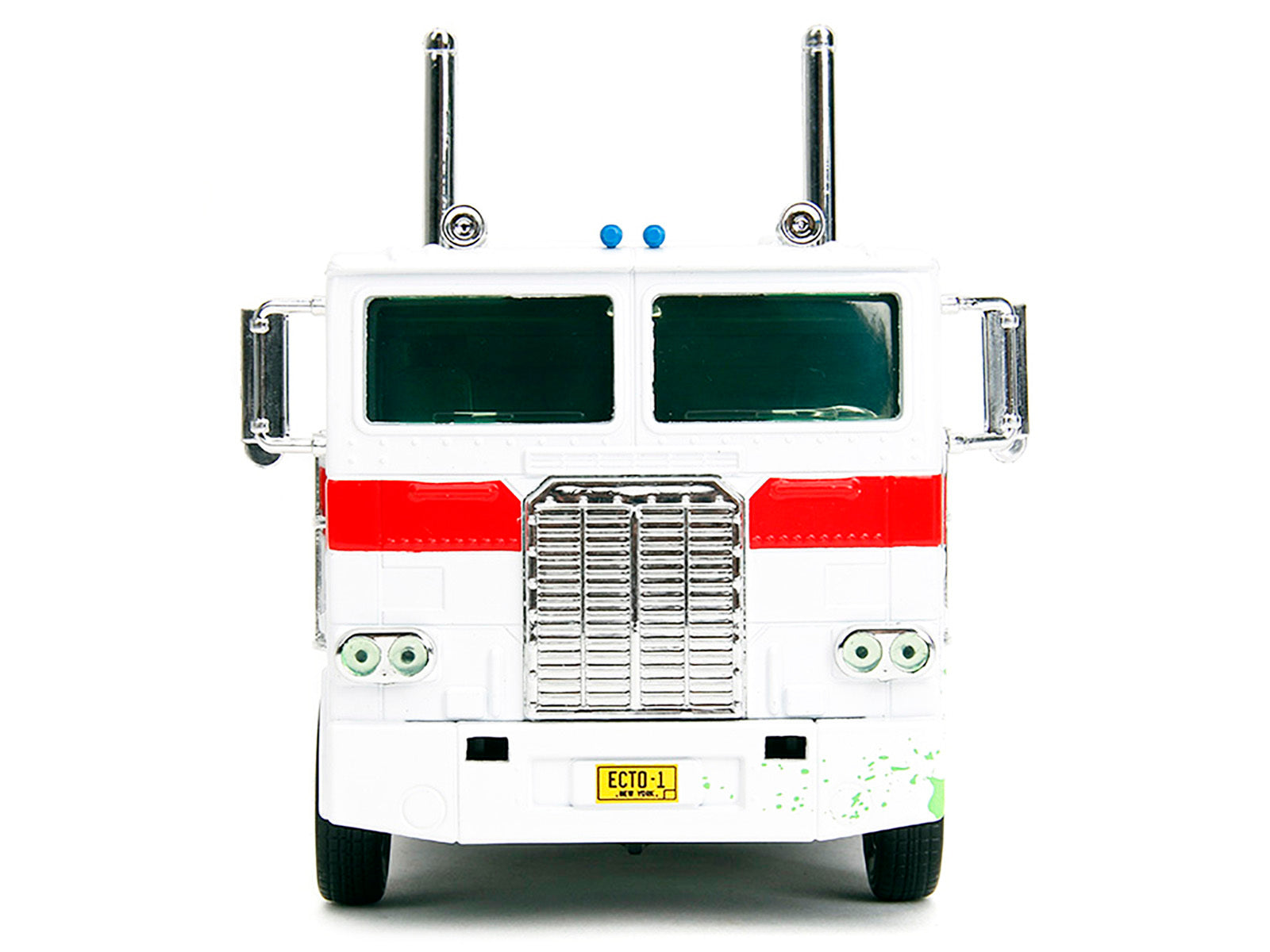 Jada G1 Autobot Optimus Prime truck model with robot on chassis from Transformers and Ghostbusters crossover, 1/24 diecast.