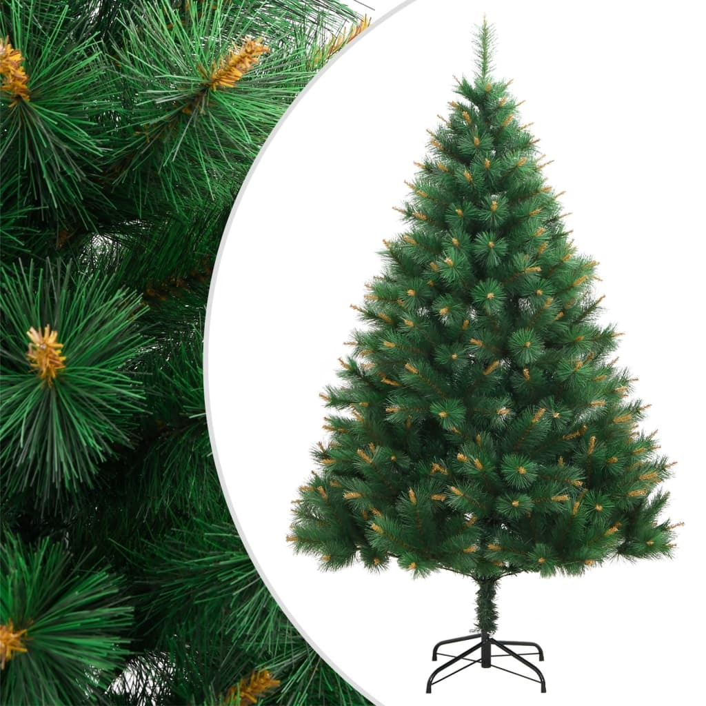 Artificial Hinged Christmas Tree Green and Yellow PVC, Metal