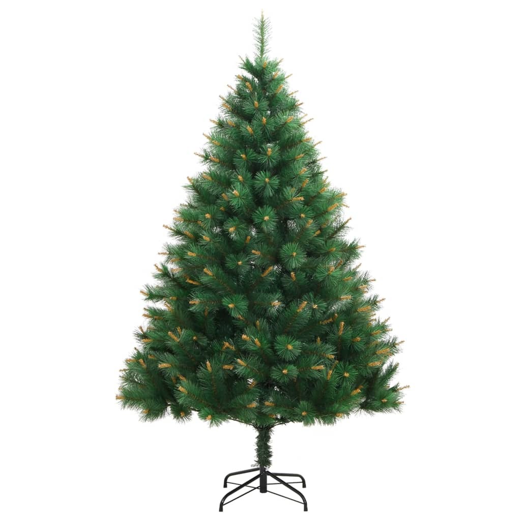 Artificial Hinged Christmas Tree Green and Yellow PVC, Metal