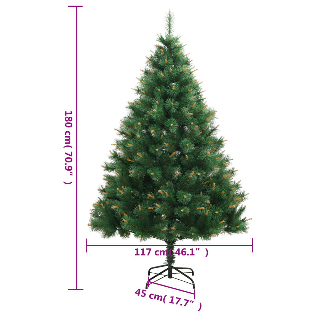 Artificial Hinged Christmas Tree Green and Yellow PVC, Metal
