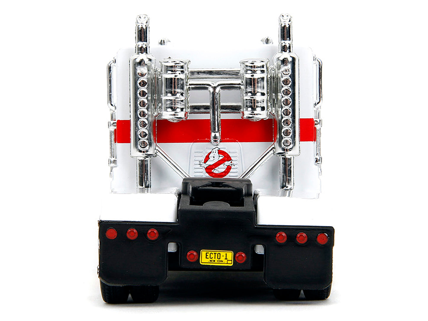 Jada G1 Autobot Optimus Prime truck diecast model with robot on chassis from Transformers and Ghostbusters crossover series.