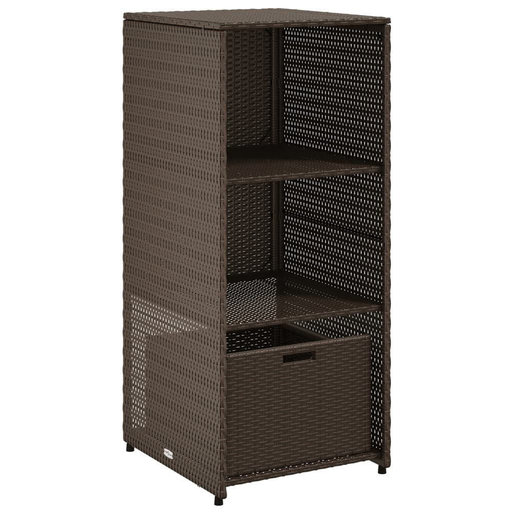 Garden Storage Cabinet Brown PE Rattan, Powder-Coated Steel