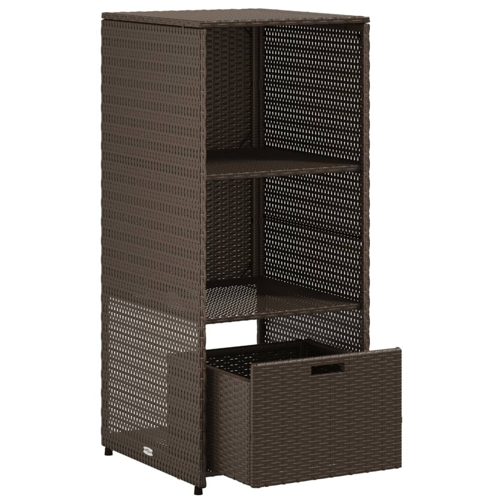 Garden Storage Cabinet Brown PE Rattan, Powder-Coated Steel