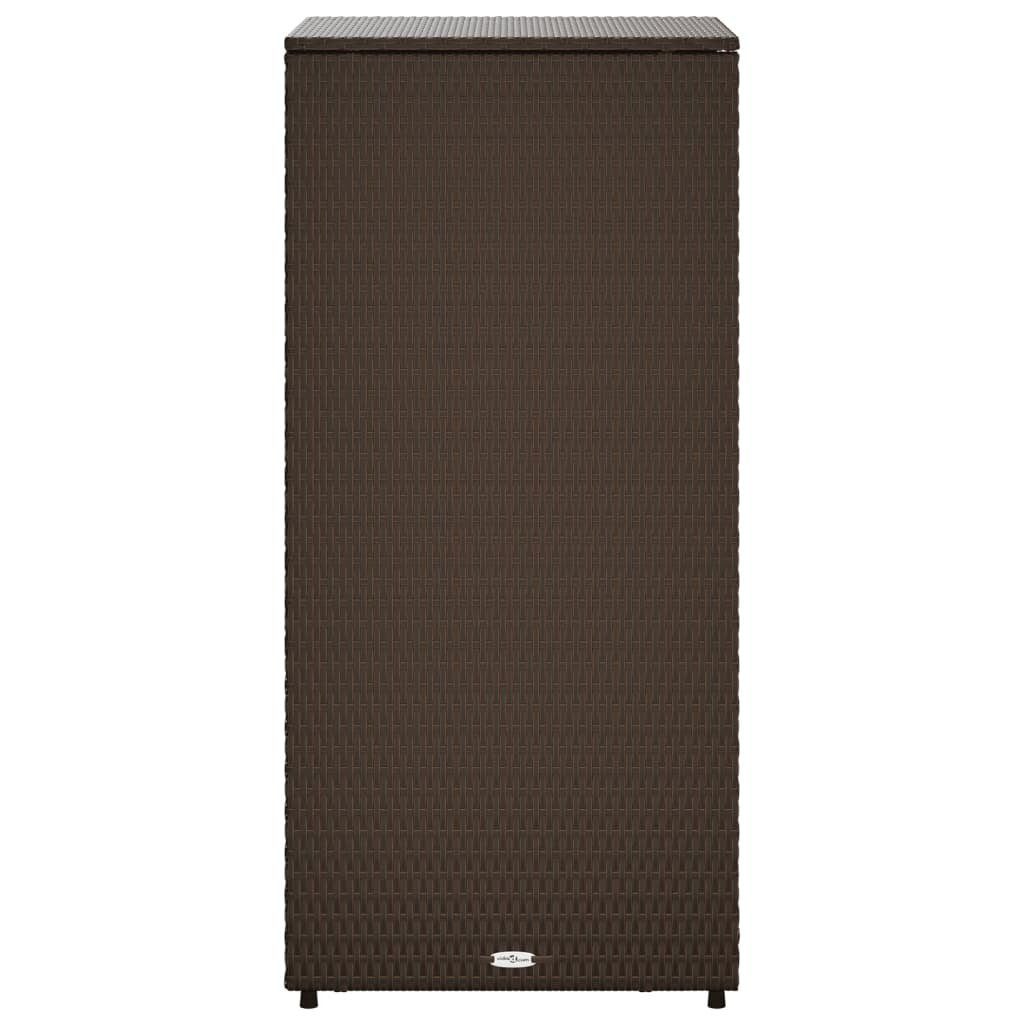 Garden Storage Cabinet Brown PE Rattan, Powder-Coated Steel