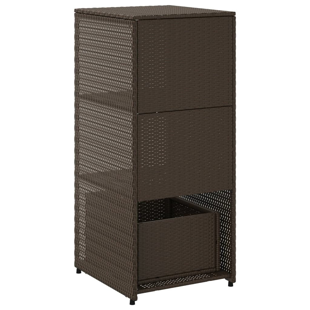 Garden Storage Cabinet Brown PE Rattan, Powder-Coated Steel