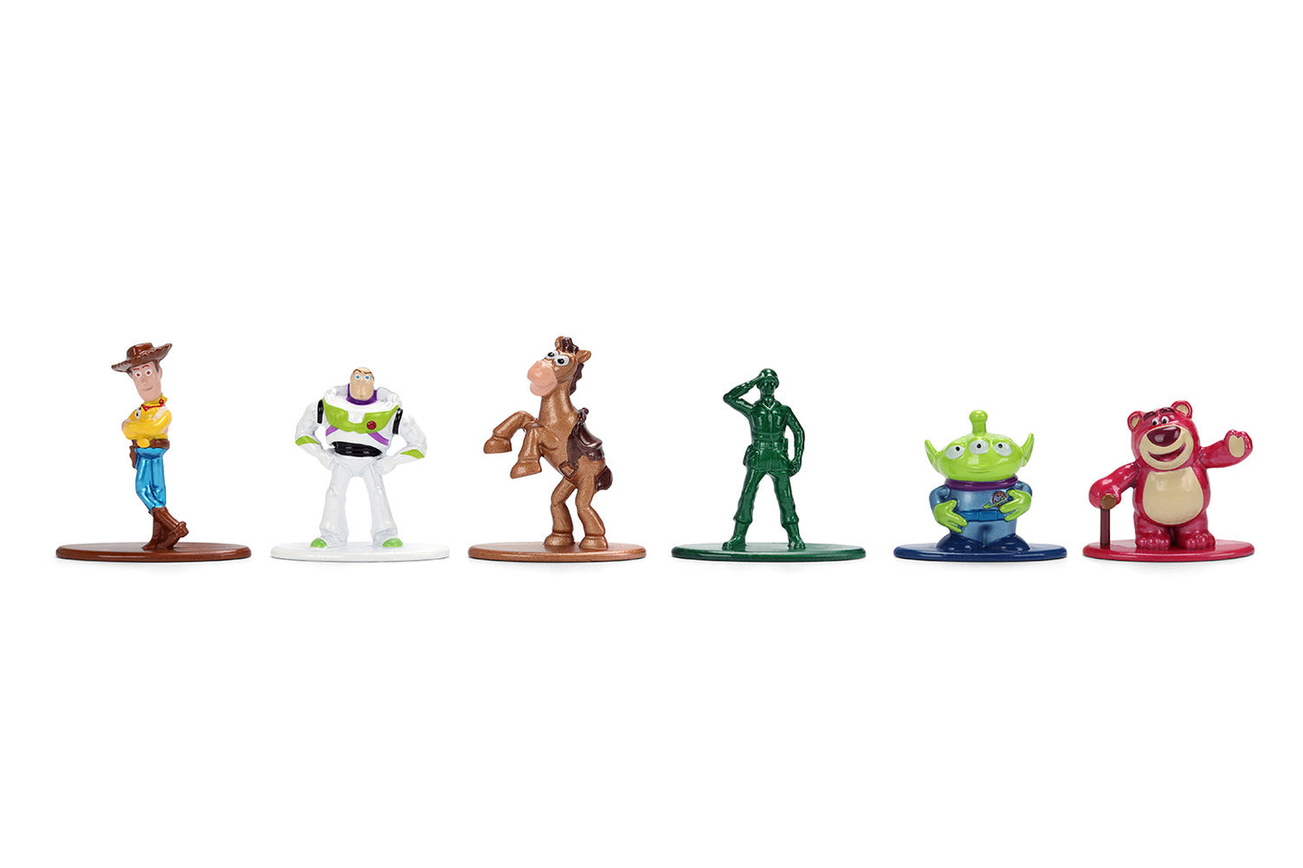 Set of 6 Jada Nano Metalfigs Toy Story diecast figures from the Movie/TV Series Models collection, featuring characters from the franchise.