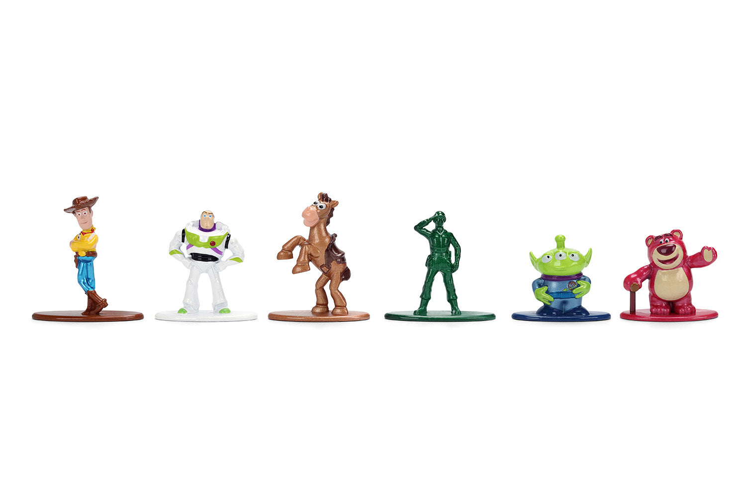 Set of 6 Jada Nano Metalfigs Toy Story diecast figures from the Movie/TV Series Models collection, featuring characters from the franchise.