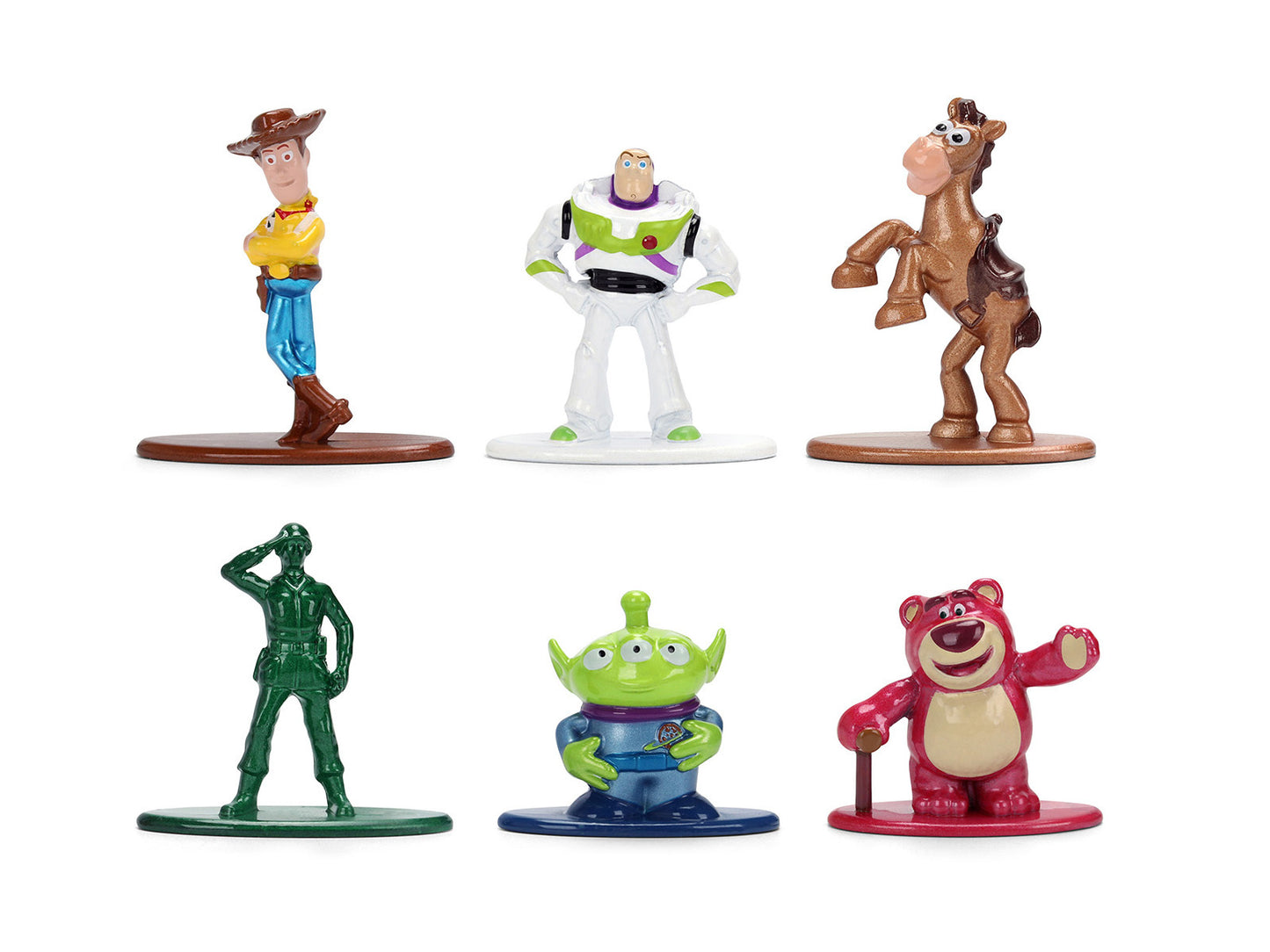 Set of 6 Toy Story Nano Metalfigs diecast figures from Jada, featuring characters from the Toy Story movie franchise.