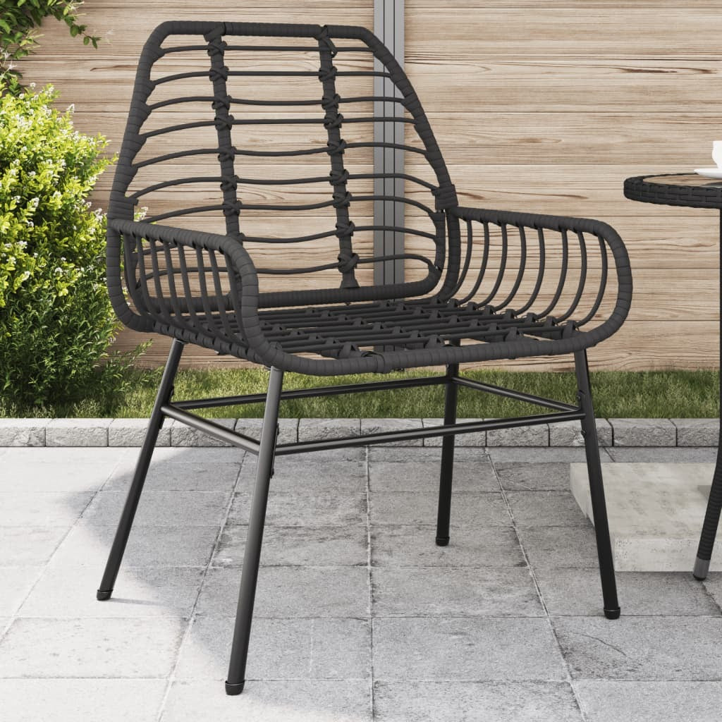 Garden Chair Black PE rattan, powder-coated steel Medium