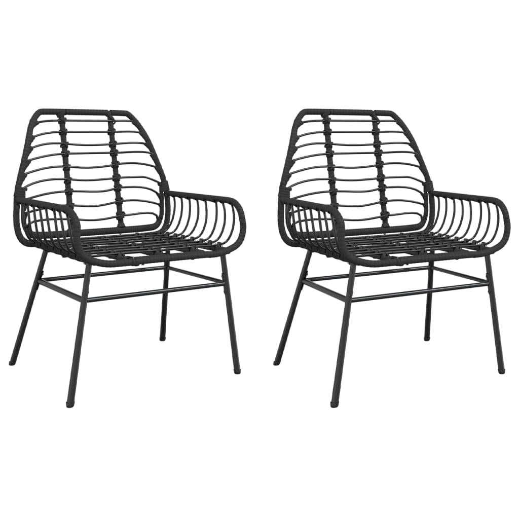 Garden Chair Black PE rattan, powder-coated steel Medium