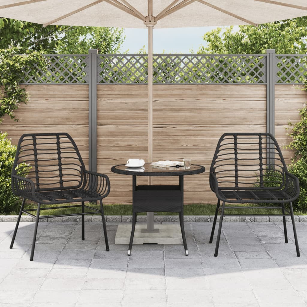 Garden Chair Black PE rattan, powder-coated steel Medium