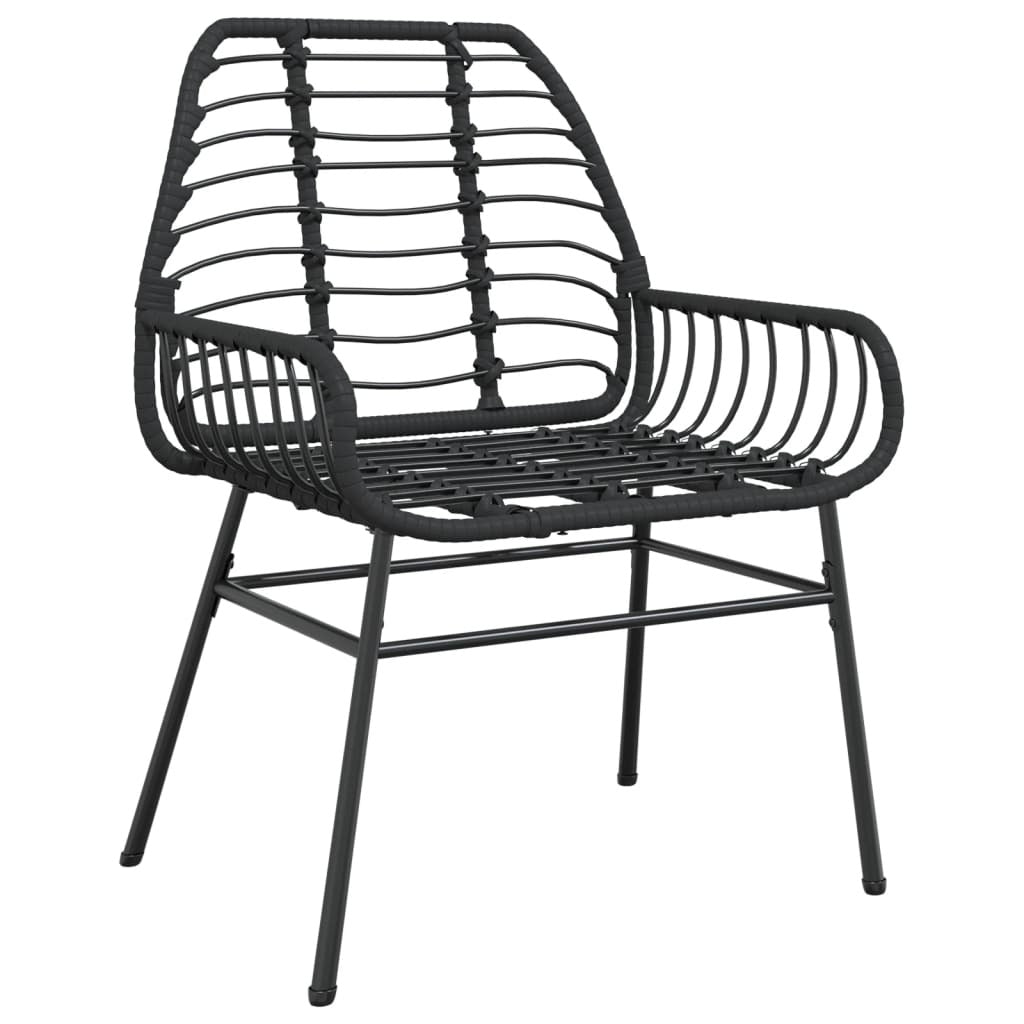 Garden Chair Black PE rattan, powder-coated steel Medium