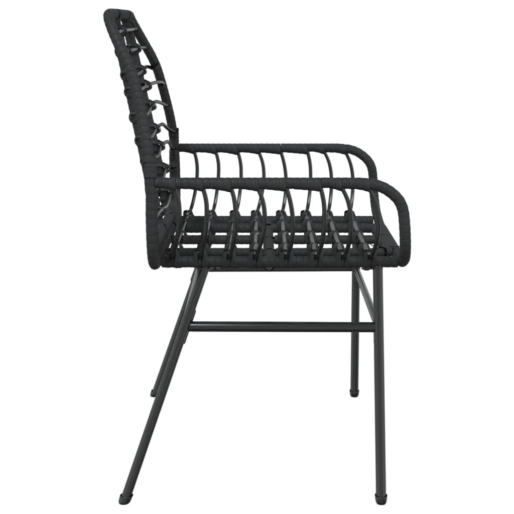 Garden Chair Black PE rattan, powder-coated steel Medium