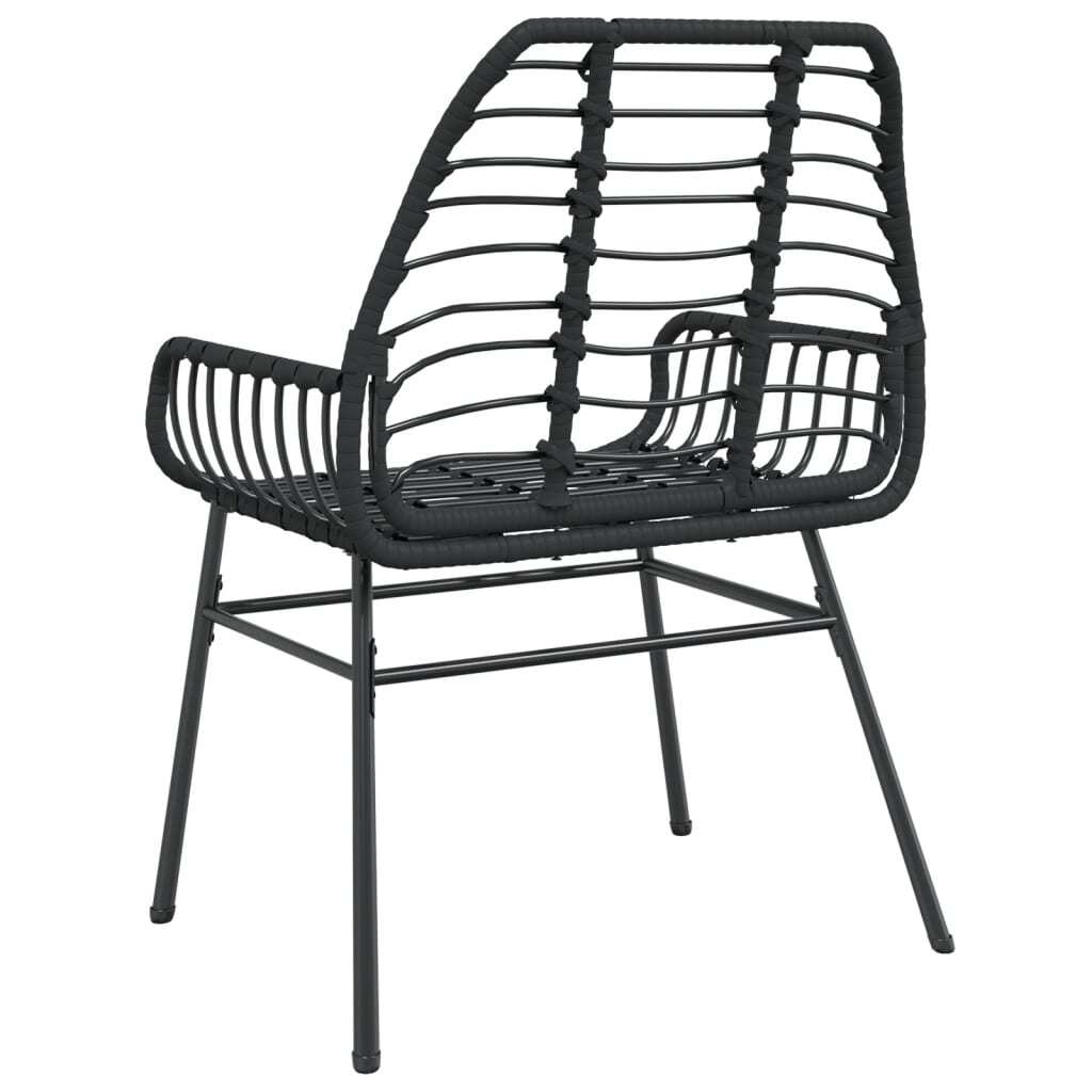 Garden Chair Black PE rattan, powder-coated steel Medium