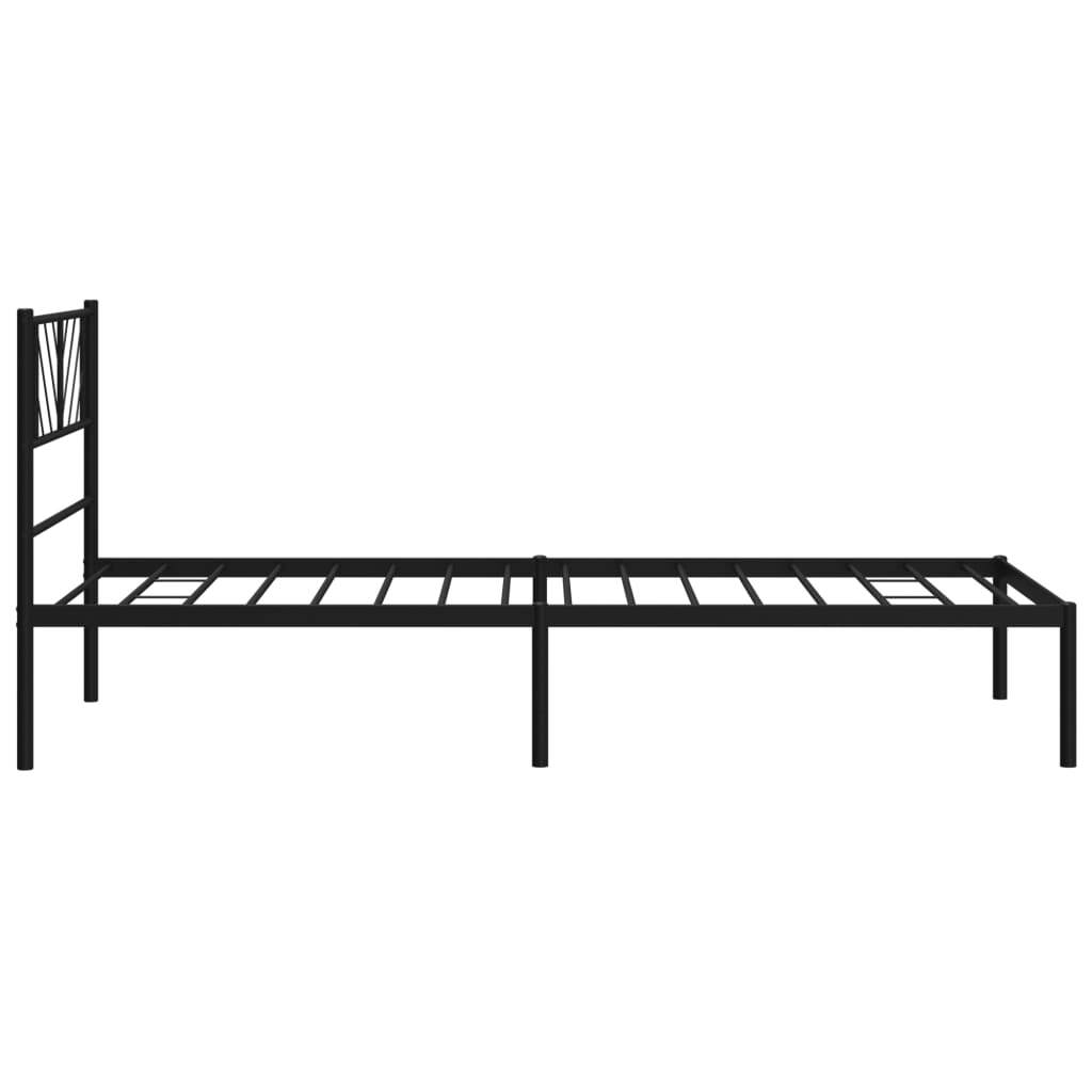 Metal Bed Frame Black Powder-Coated Steel Twin Modern