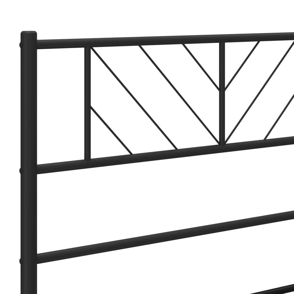 Metal Bed Frame Black Powder-Coated Steel Twin Modern