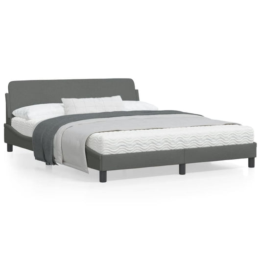 Bed Frame "Dover" Dark Gray 59.8"x79.9" Fabric