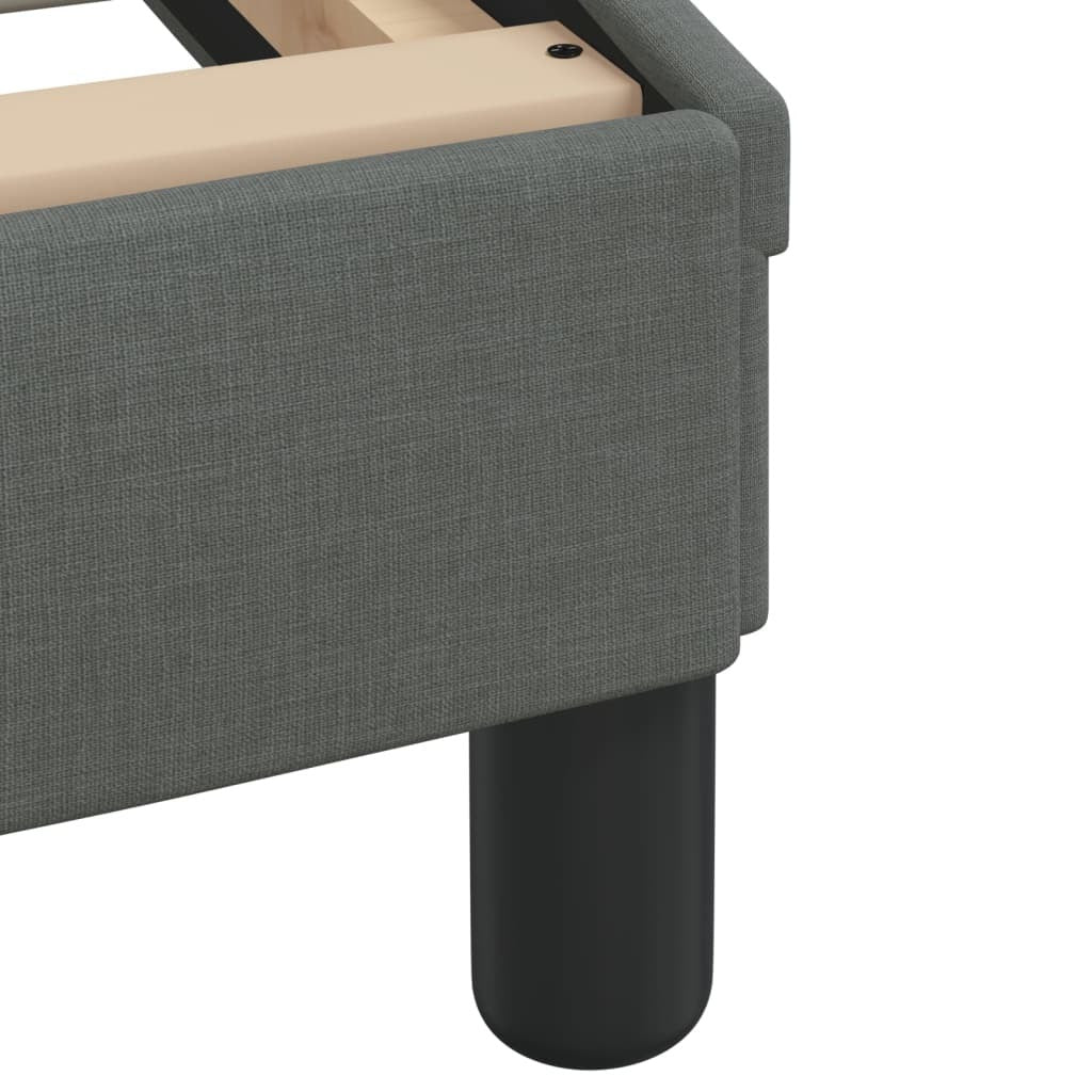 Bed Frame Dark Gray Polyester Fabric, Metal, Solid Pine Wood, Plywood