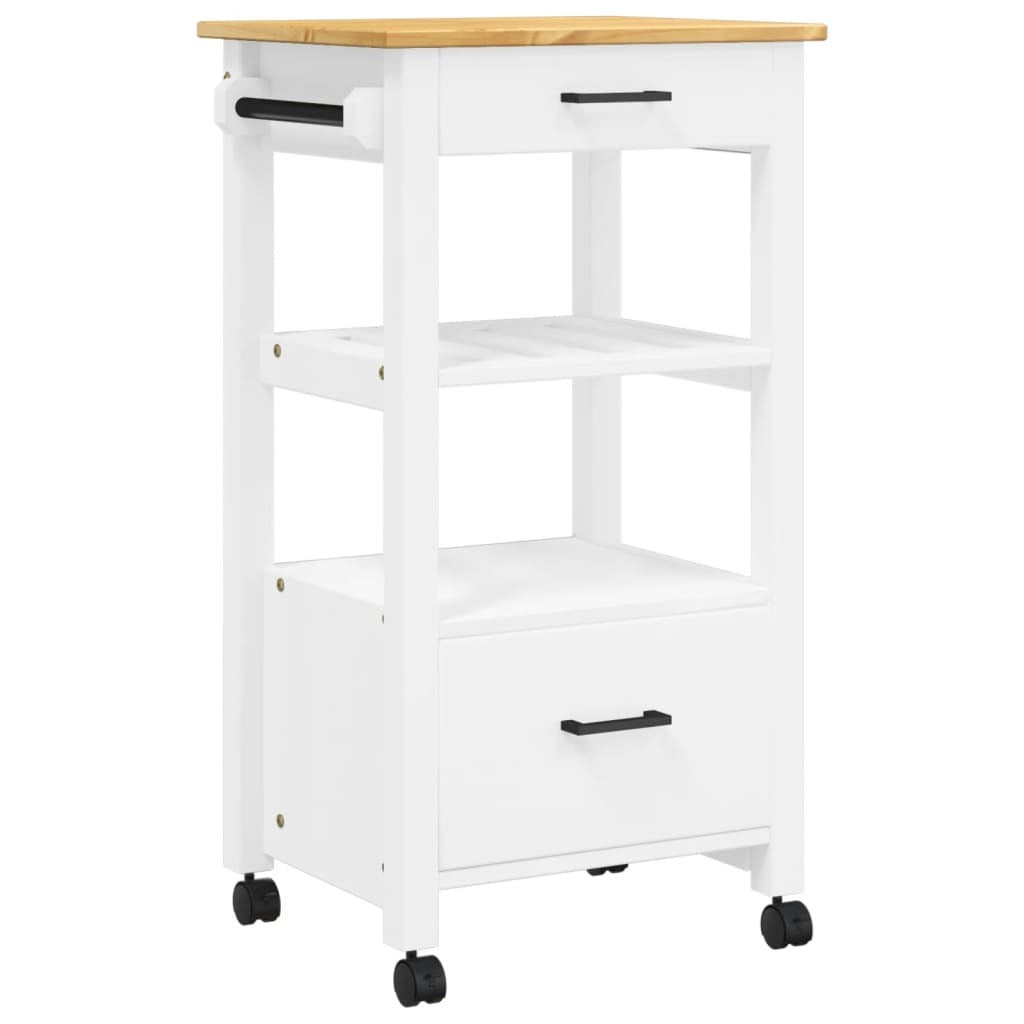 Kitchen Trolley MONZA 18.9"x15.7"x34.8" Solid Wood Pine