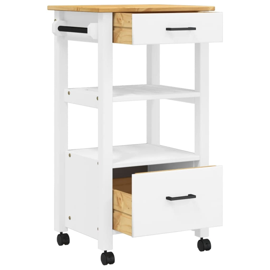Kitchen Trolley MONZA 18.9"x15.7"x34.8" Solid Wood Pine
