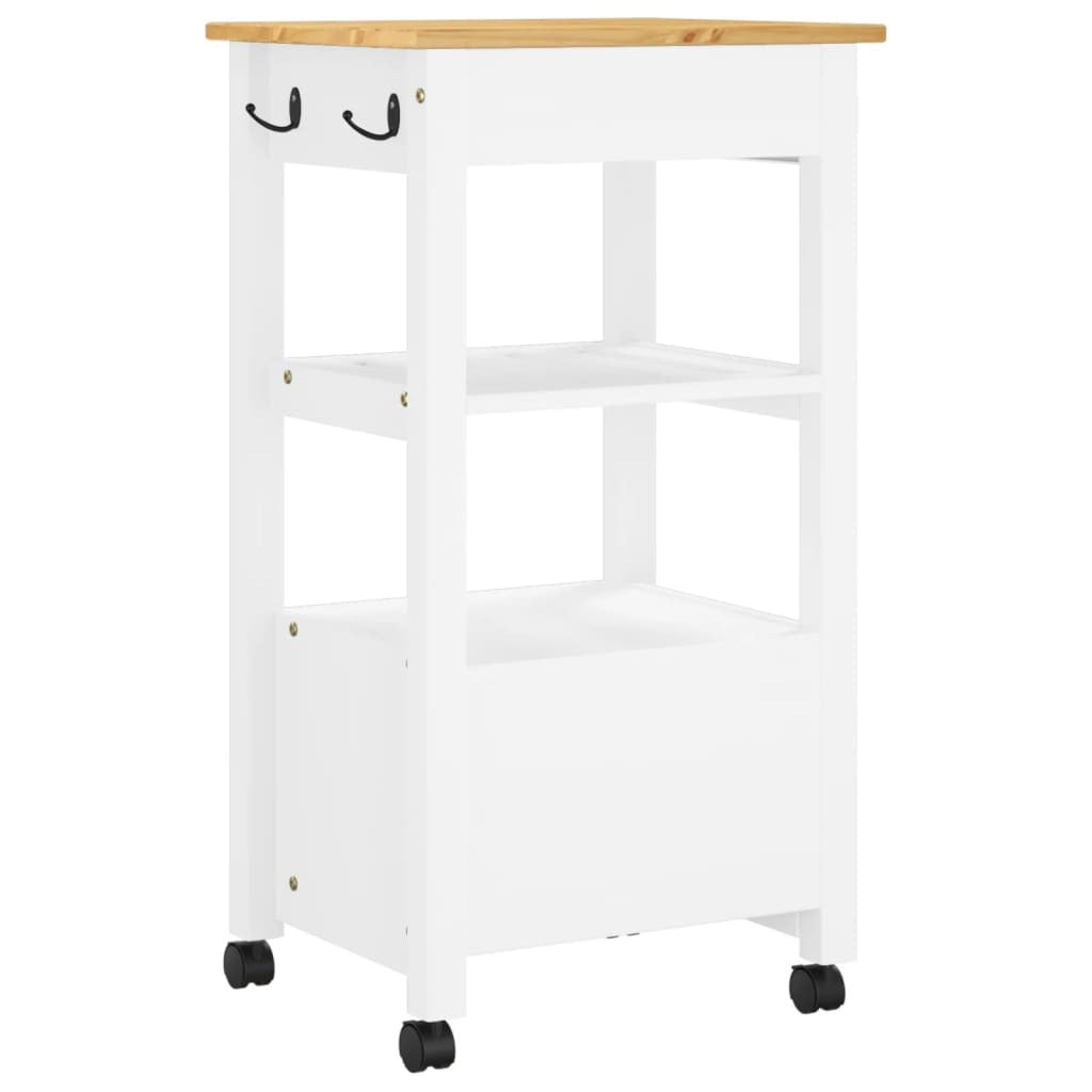 Kitchen Trolley MONZA 18.9"x15.7"x34.8" Solid Wood Pine