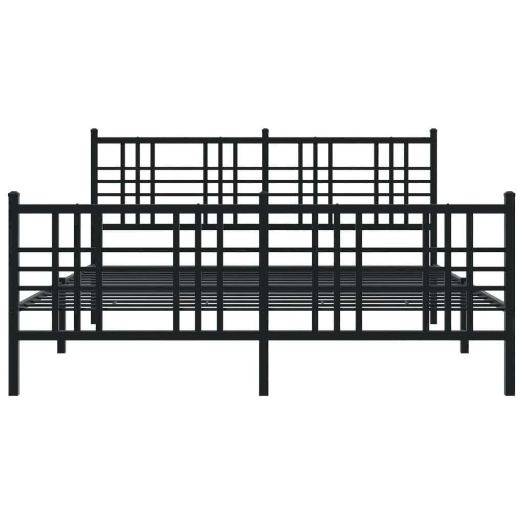 Bed Frame Black Steel 59 x 79 in Rectangular Traditional