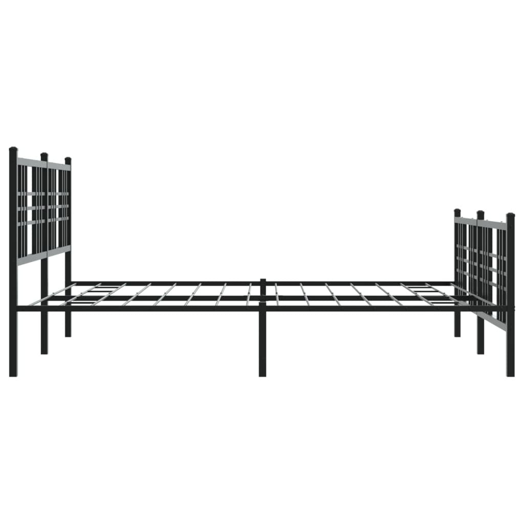 Bed Frame Black Steel 59 x 79 in Rectangular Traditional