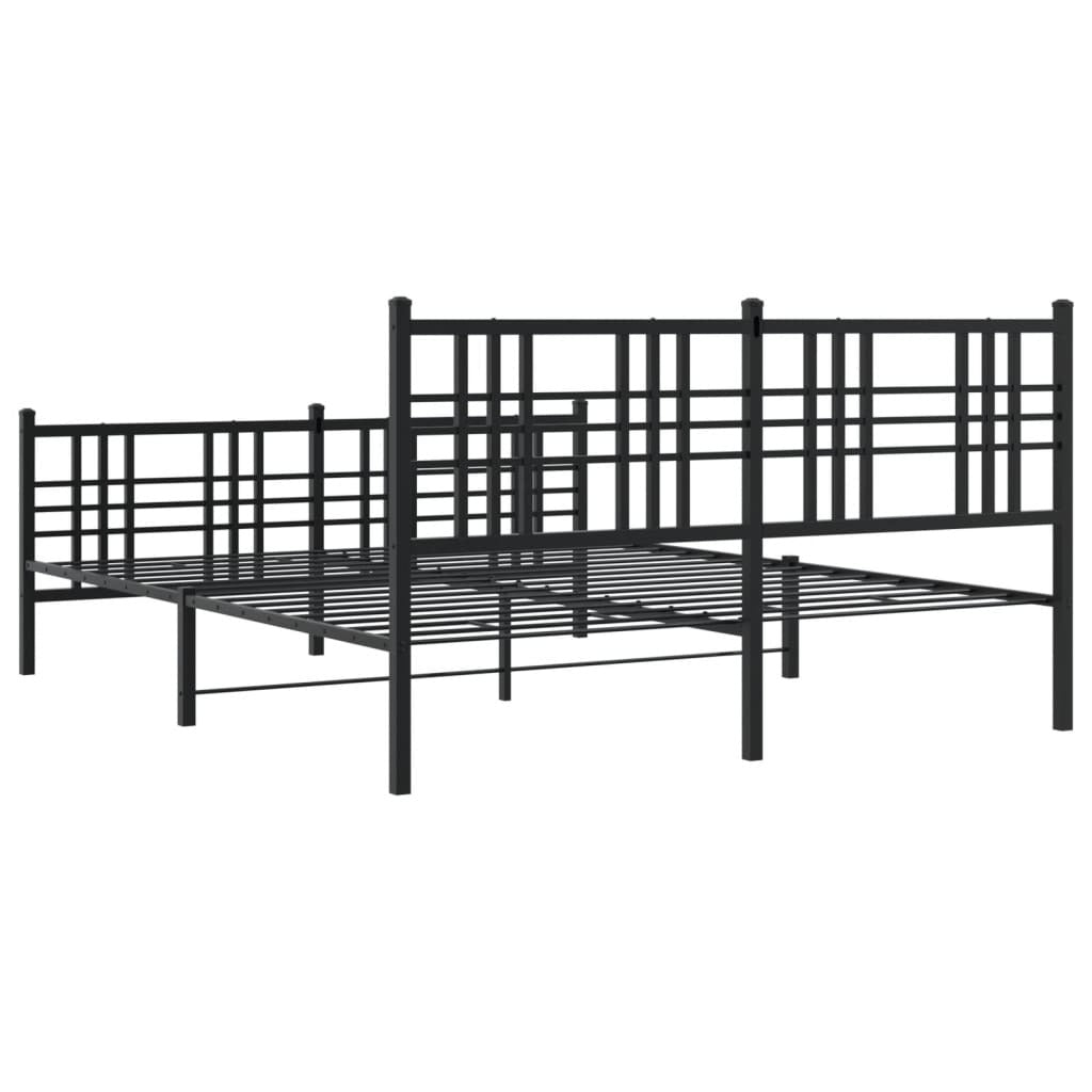 Bed Frame Black Steel 59 x 79 in Rectangular Traditional