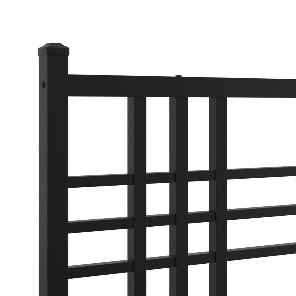 Bed Frame Black Steel 59 x 79 in Rectangular Traditional